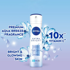 Xịt Khử Mùi Nivea Extra Bright Premium Fragrance Ngăn Mùi, Lưu Hương Thơm Lâu 150ml