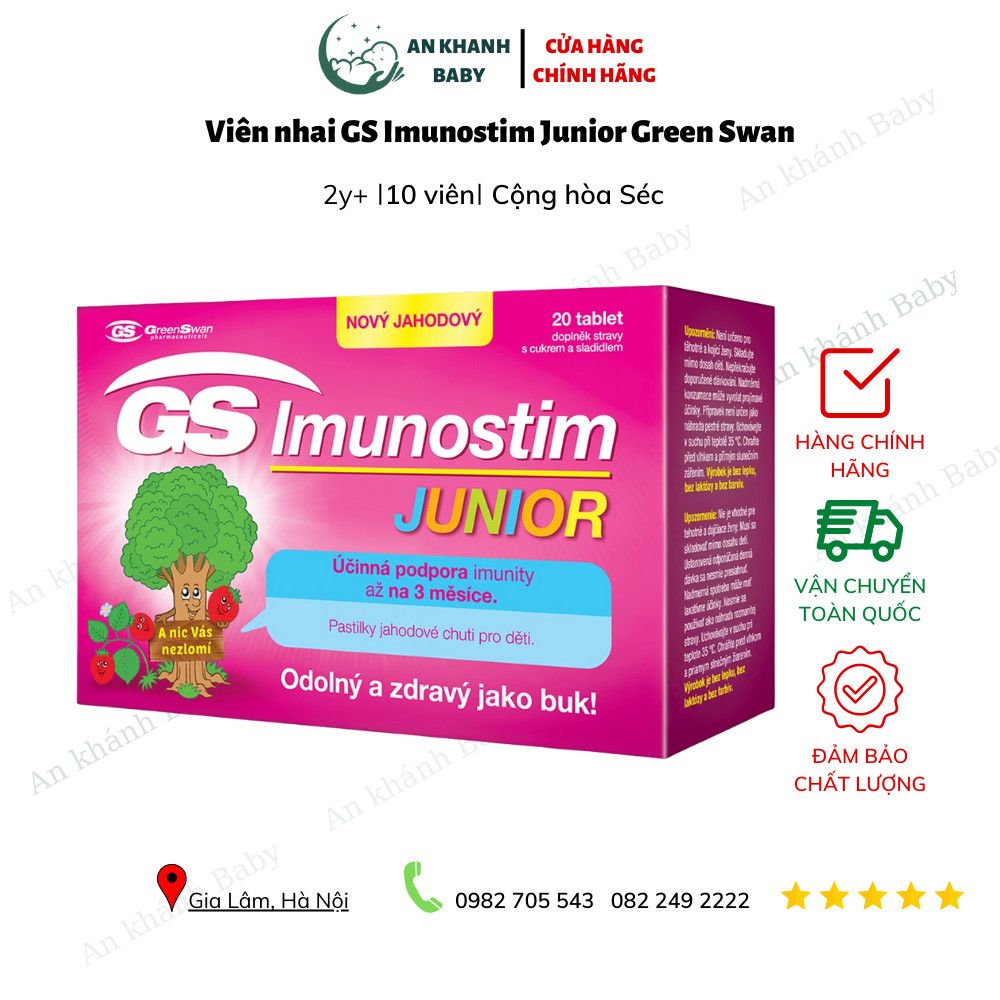 GS IMUNOSTIM JUNIOR – VIÊN NGẬM TĂNG CƯỜNG MIỄN DỊCH, SỨC KHỎE ĐƯỜNG HÔ HẤP CHO BÉ (HỘP 20 VIÊN)