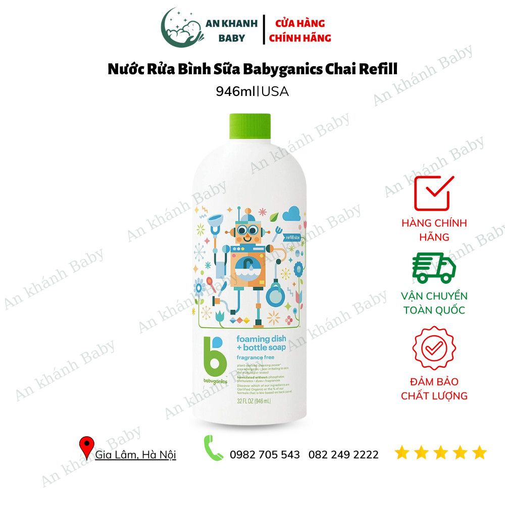 Nước Rửa Bình Hữu Cơ Thực Vật BABYGANICS chai refill 946ML
