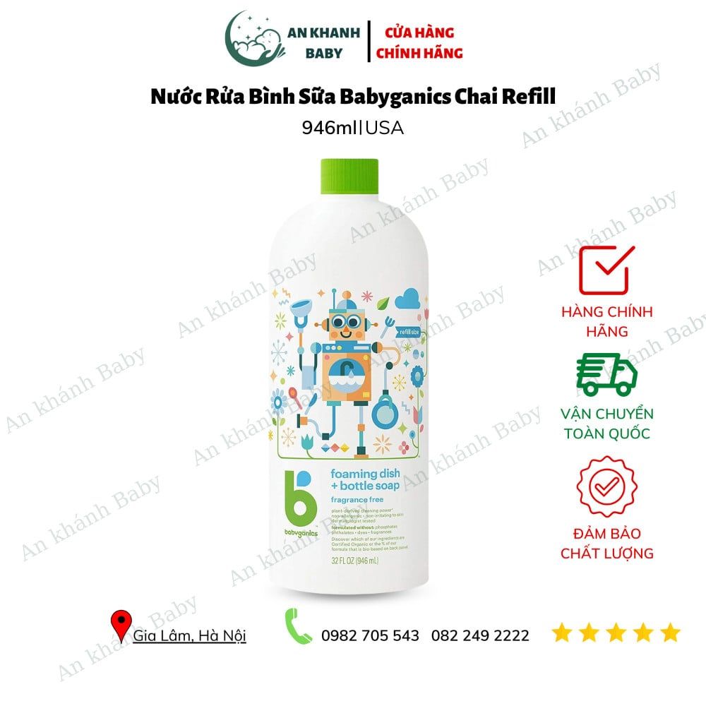 Nước Rửa Bình Hữu Cơ Thực Vật BABYGANICS chai refill 946ML