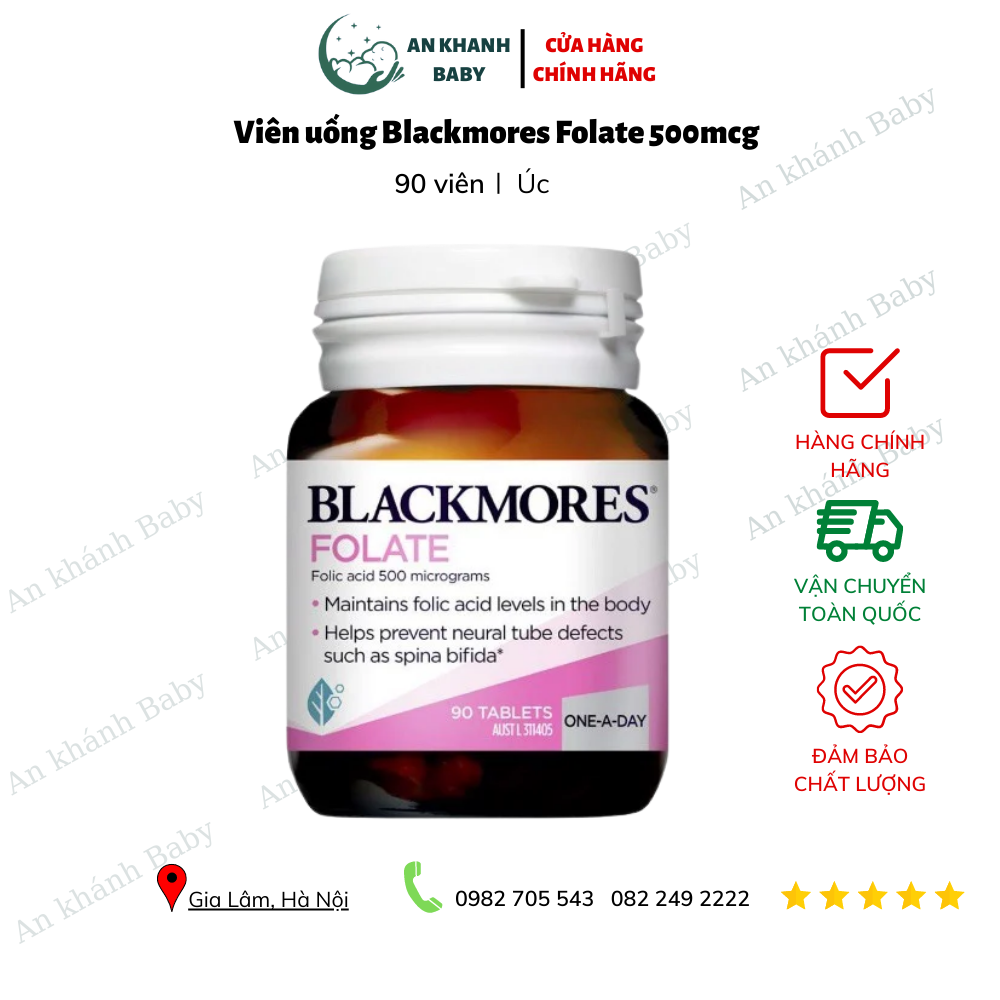 Blackmores Folate 500mcg bổ sung axit folic cho bà bầu