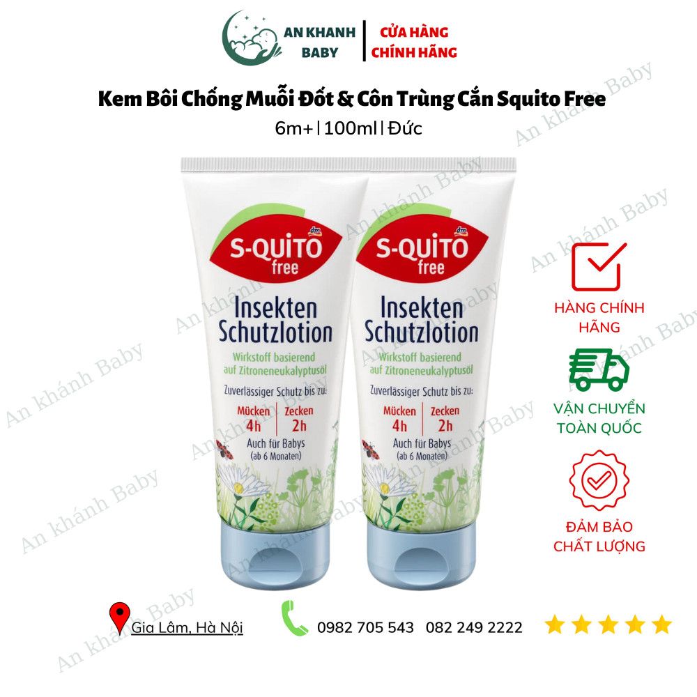 Kem Chống Muỗi Và Côn Trùng Cắn S-quito Free Cho Trẻ Sơ Sinh Và Trẻ Em - 100 ml