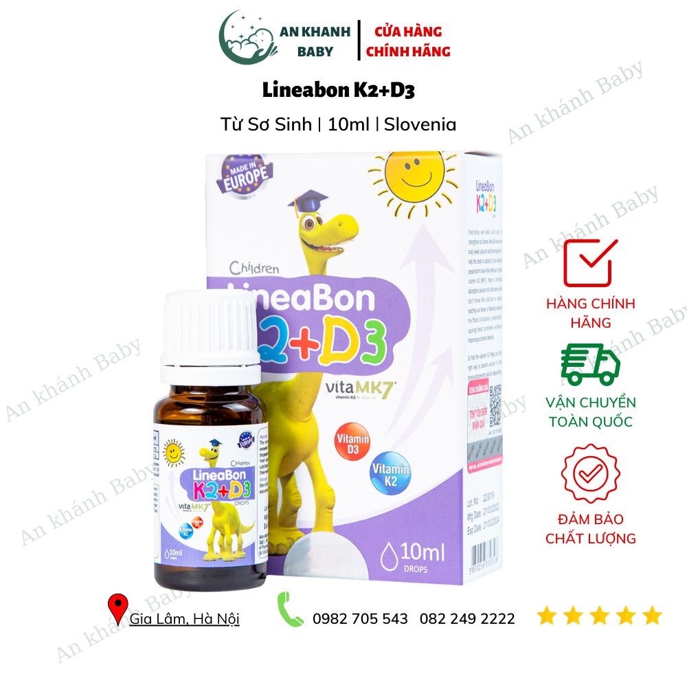 Dung dịch LineaBon K2+D3 ErgoPharm hỗ trợ bổ sung Vitamin D3 và Vitamin K2 (10ml)