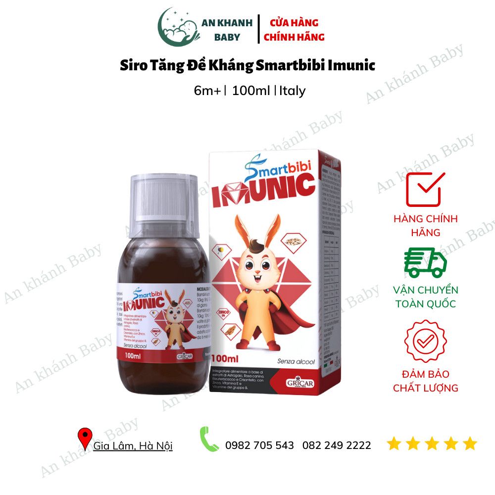SMARTBIBI IMUNIC - Siro Bổ Sung Vitamin Và Khoáng Chất Hỗ Trợ Tăng Sức Khỏe Cho Trẻ Gầy Yếu Và Nâng Cao Đề Kháng Cho Bé Trong Giai Đoạn Phát Triển 100ml
