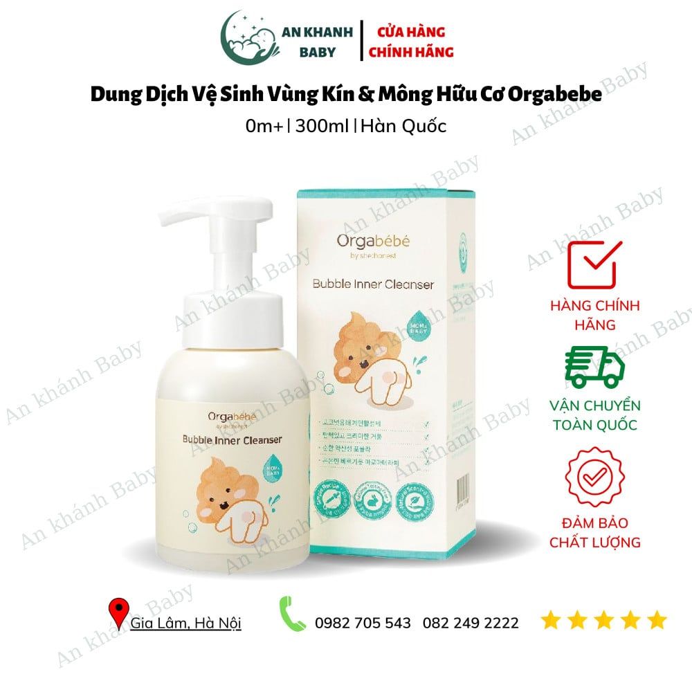 Dung dịch vệ sinh vùng kín và mông hữu cơ Orgabebe Hàn Quốc