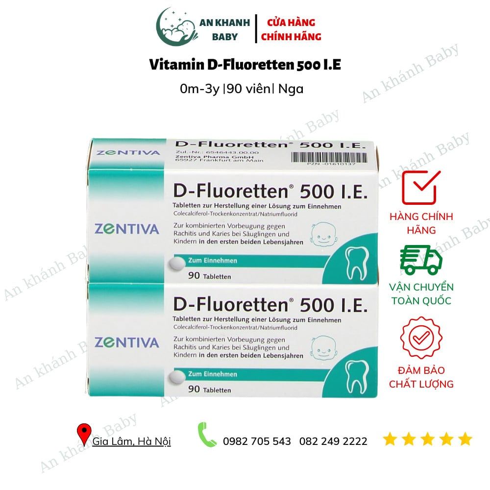 Vitamin D Fluoretten 500 I.E Cho Trẻ Sơ Sinh - 90 viên