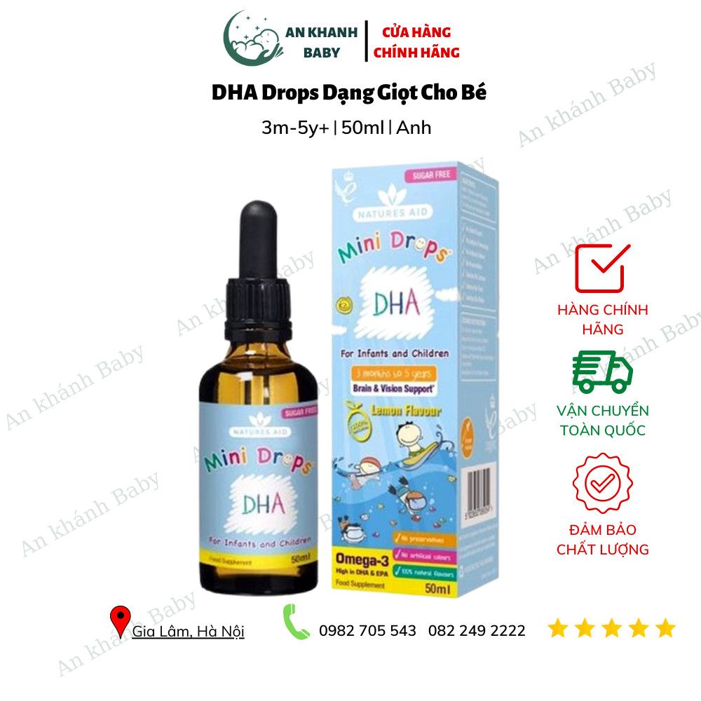 DHA Drops 50ml Dạng Giọt Cho Bé Từ 3 Tháng Đến 5 Tuổi - 50ml