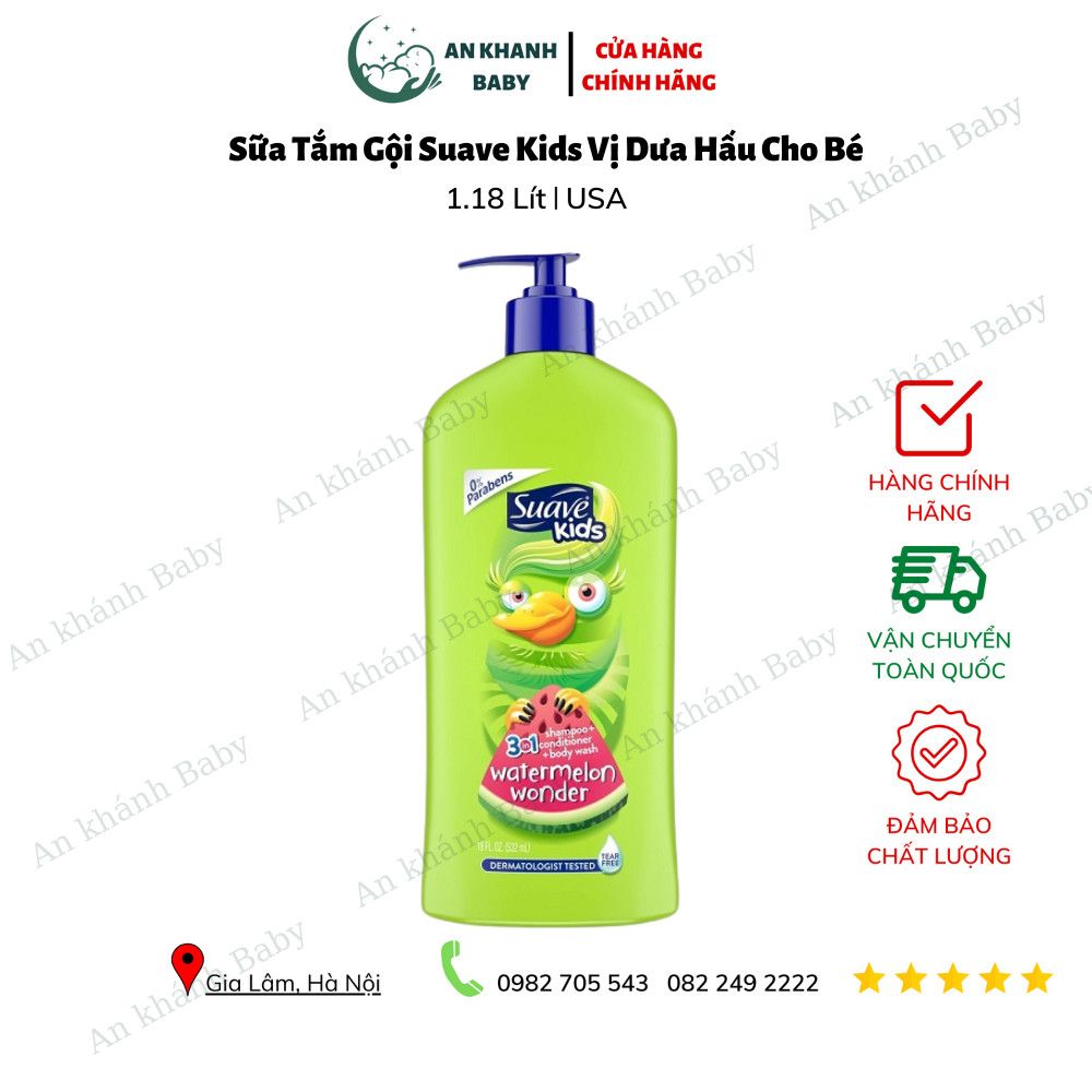 Sữa tắm gội xả Suave Kids 3 in 1 mùi Dưa hấu mẫu mới của Mỹ