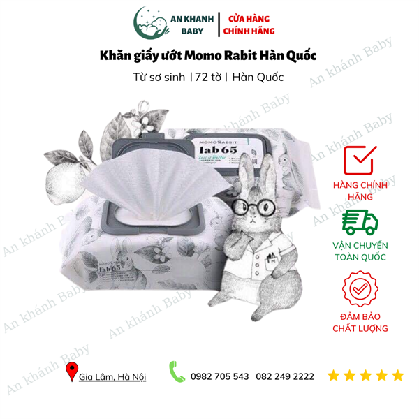 Khăn ướt momo rabbit 72 tờ có nắp (thùng 10)