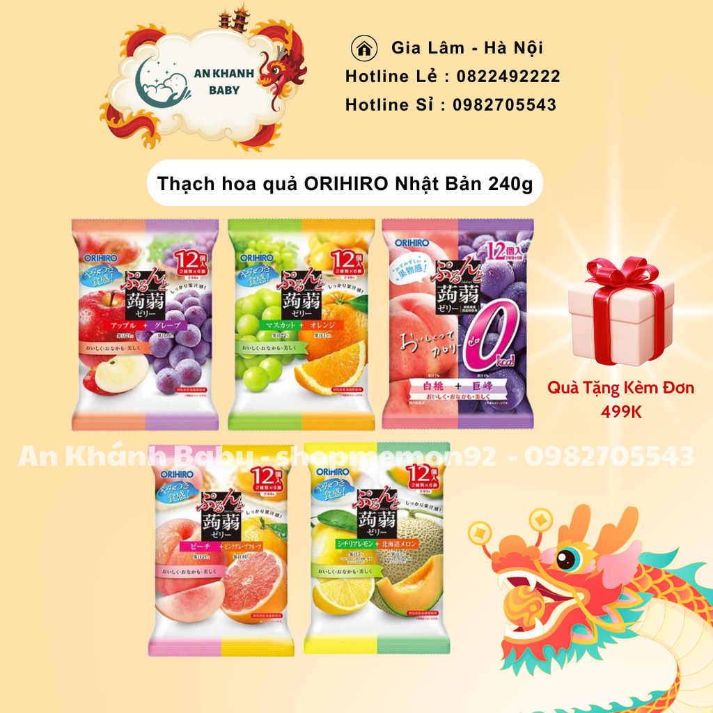 THẠCH hoa quả ORIHIRO Nhật Bản 240g