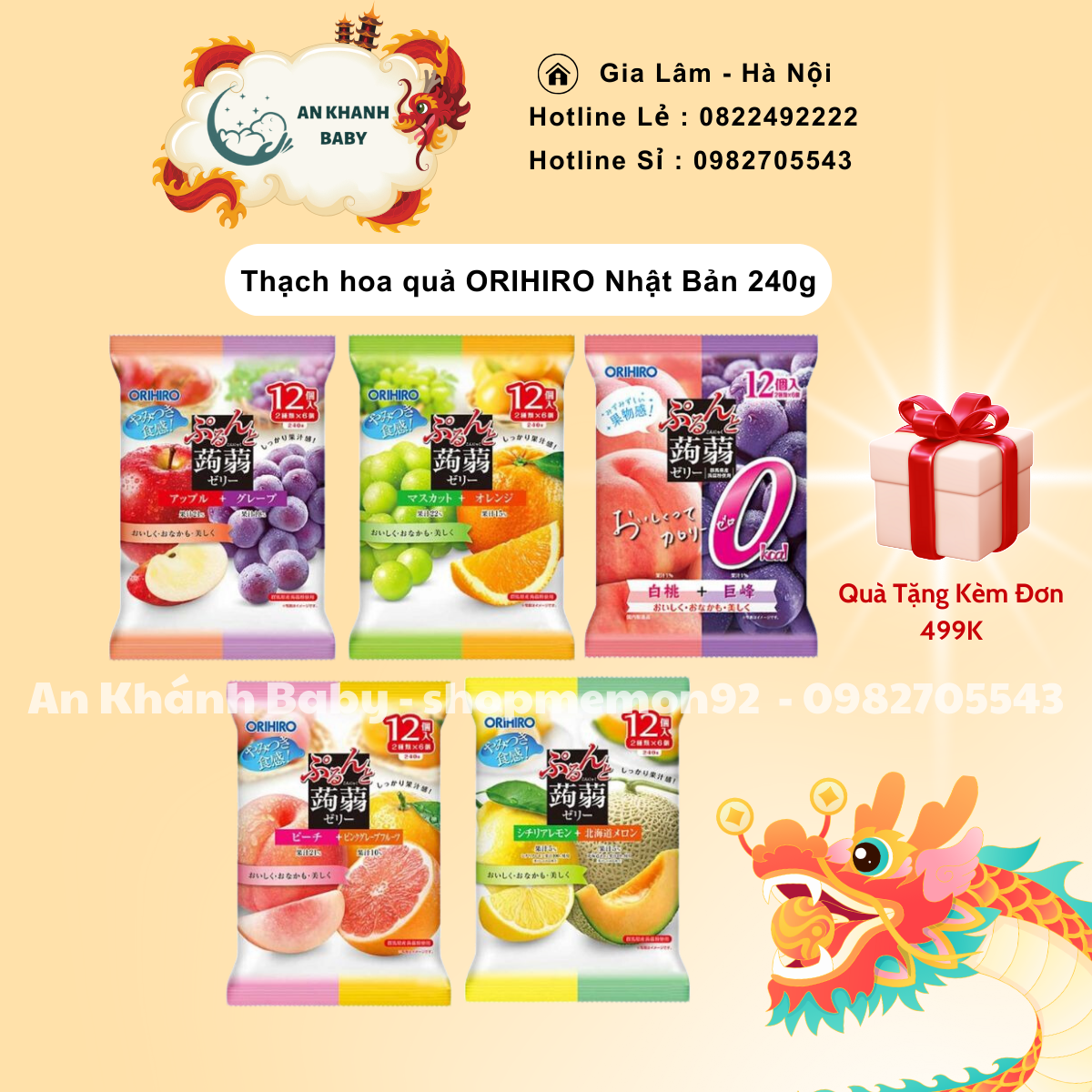 THẠCH hoa quả ORIHIRO Nhật Bản 240g