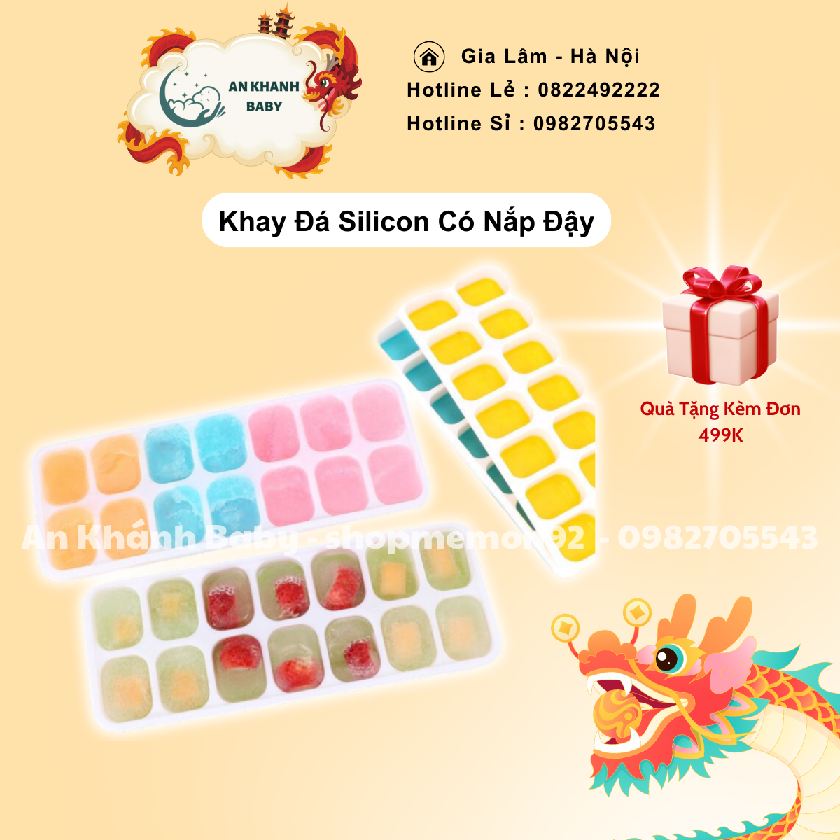 Khay Đá Silicon Có Nắp Đậy 14 Viên, Khay Đựng Đá Tủ Lạnh, Làm Đá Thạch Kem Bảo Quản Chống Mùi Tuyệt Đối