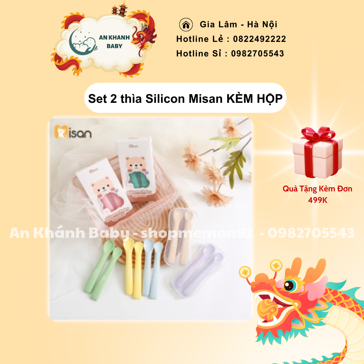 Set 2 thìa Silicon Misan KÈM HỘP