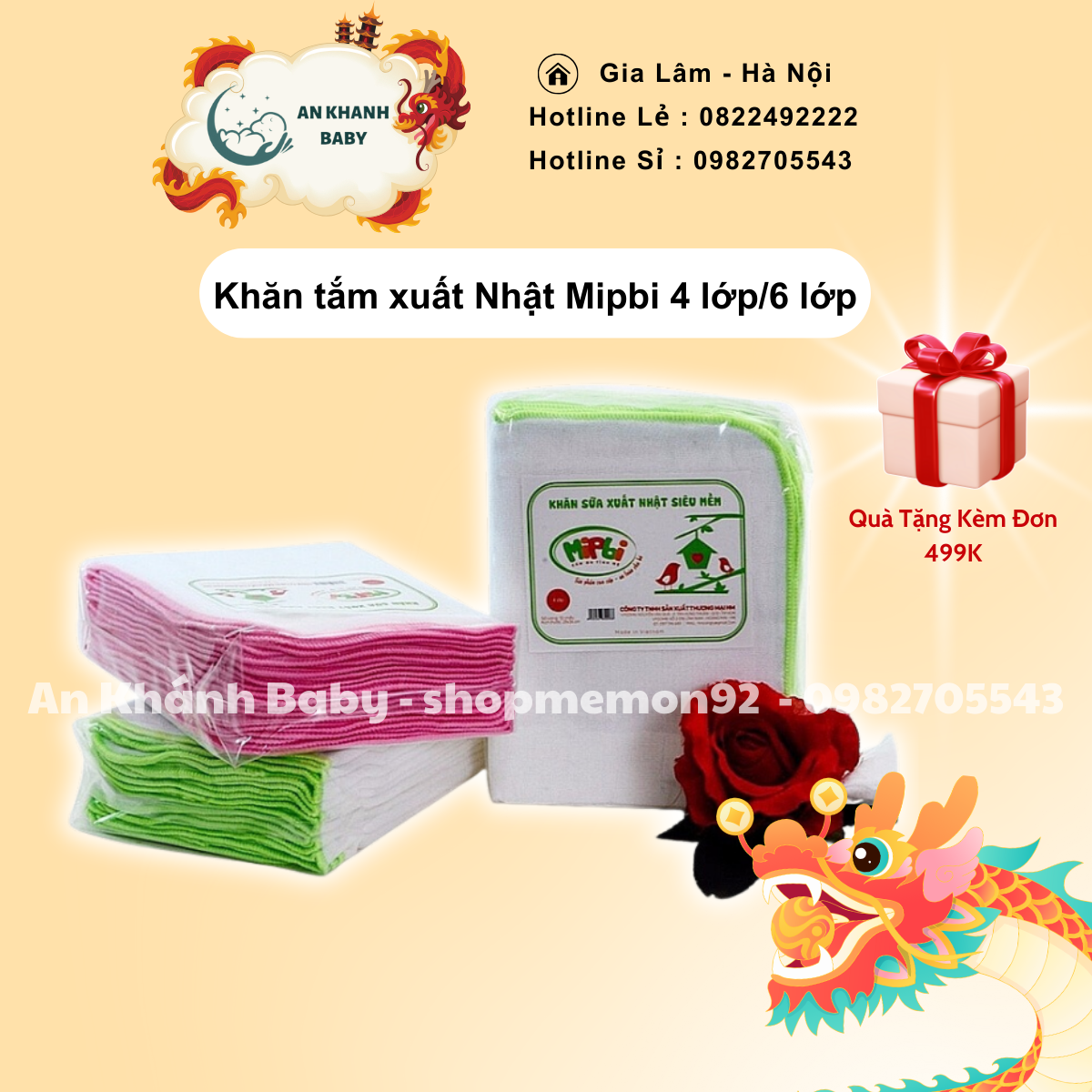 Mipbi - Khăn tắm xuất Nhật Mipbi 4 lớp/6 lớp siêu mềm 100% cotton (kích thước 75x85cm)