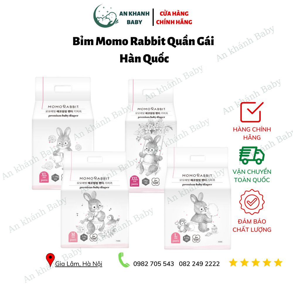 Bỉm Momorabbit quần gái đủ size (M30/L28/XL22/XXL18)