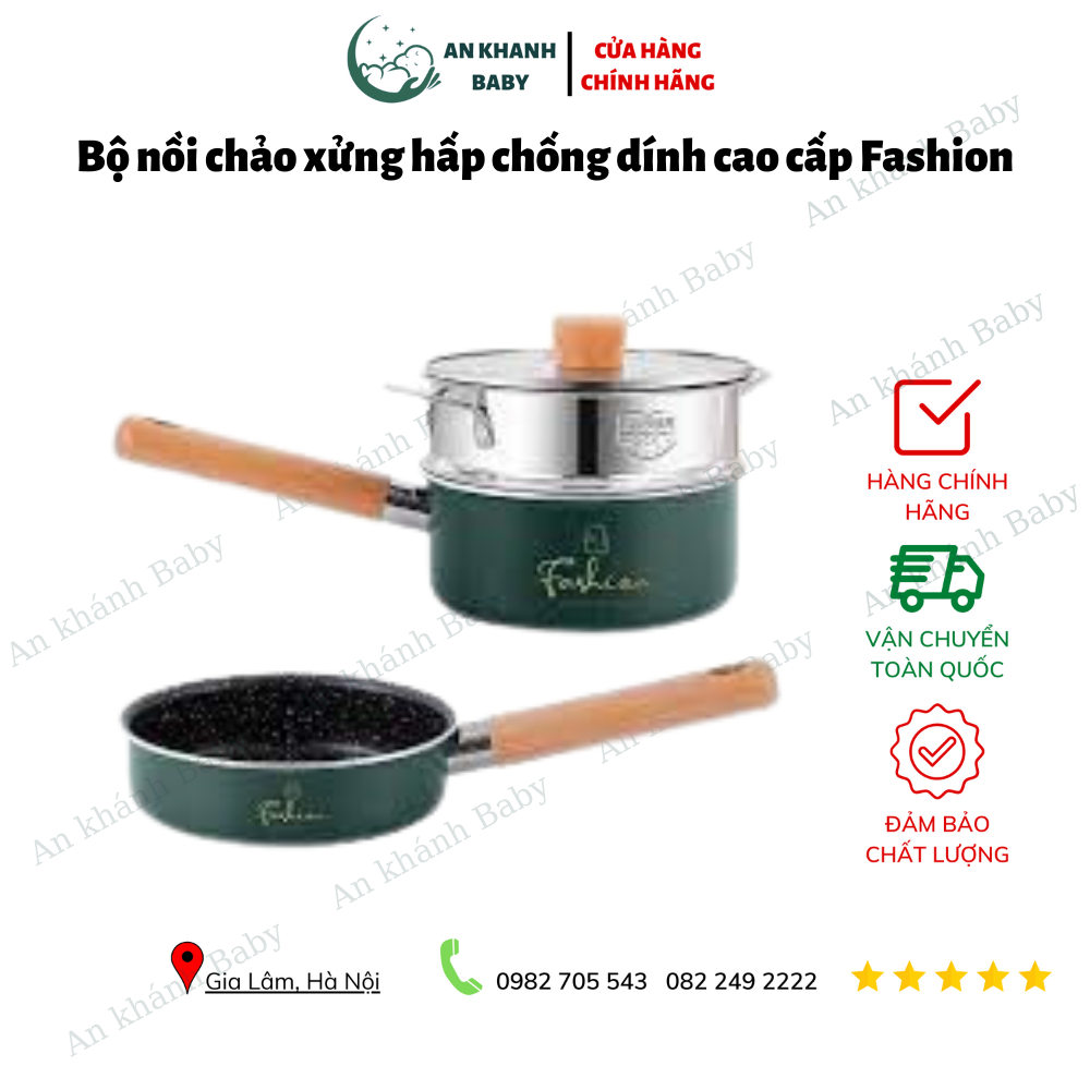 Bộ nồi chảo xửng hấp chống dính cao cấp Fashion