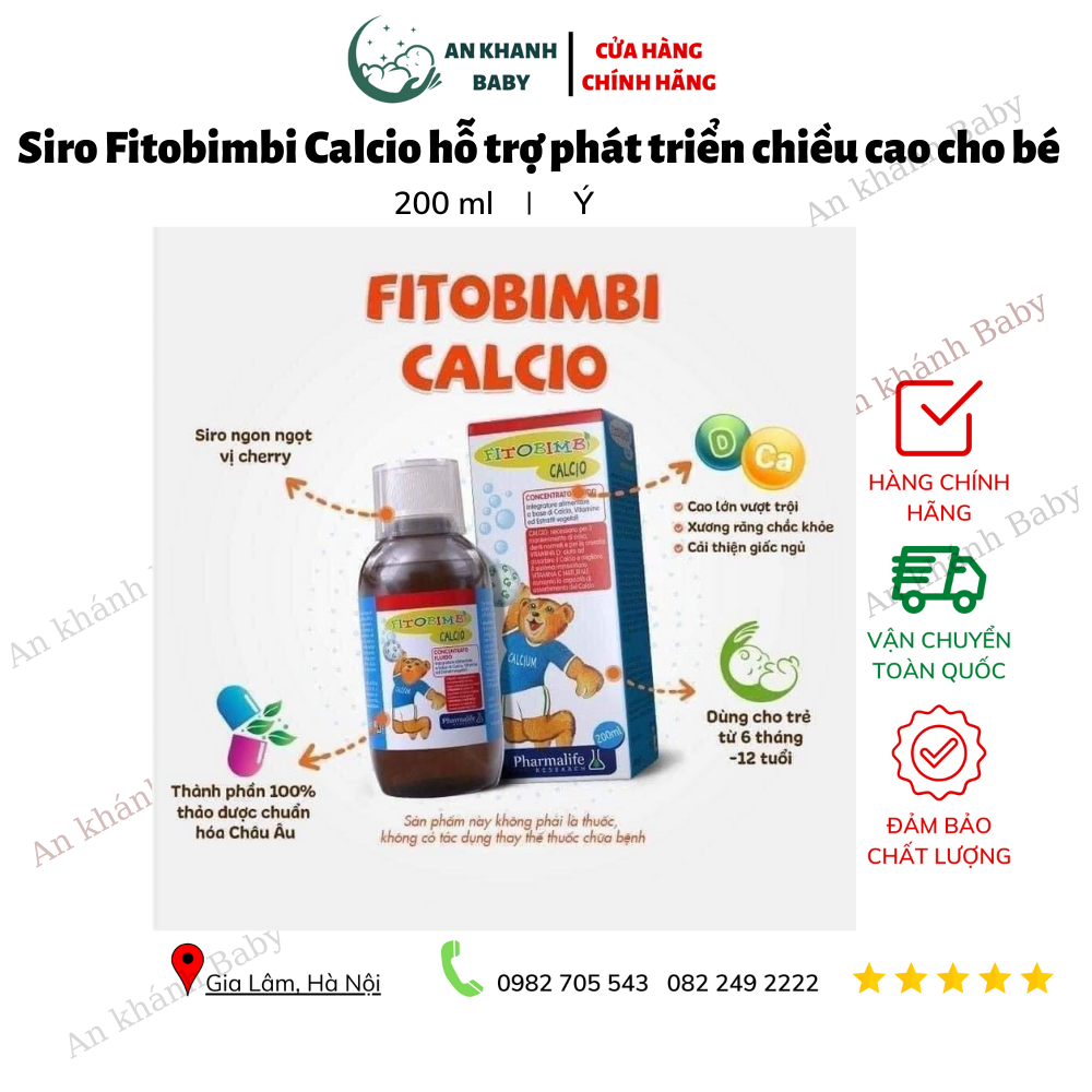 Siro Fitobimbi Calcio hỗ trợ phát triển chiều cao cho bé chai 200ml