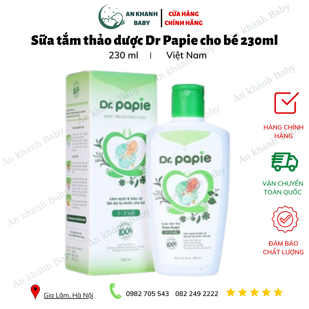 Sữa tắm thảo dược Dr Papie cho bé 230ml