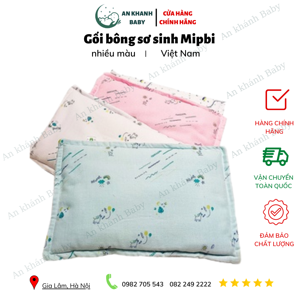 Gối bông sơ sinh Mipbi