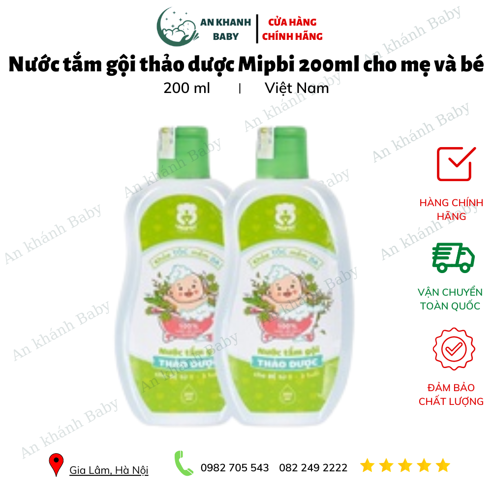 Nước tắm gội thảo dược Mipbi 200ml cho mẹ và bé