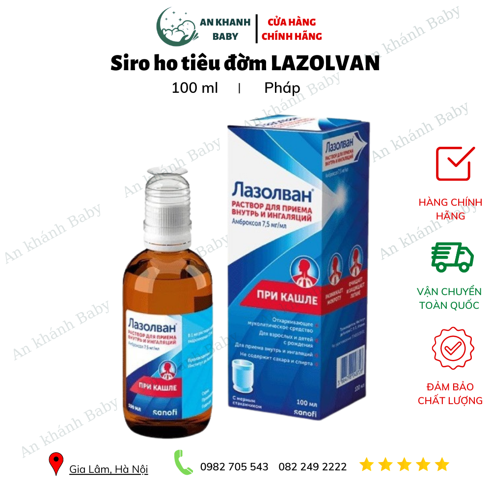 Siro ho và tiêu đờm Lazolvan 100ml của Nga - từ 2 tuổi