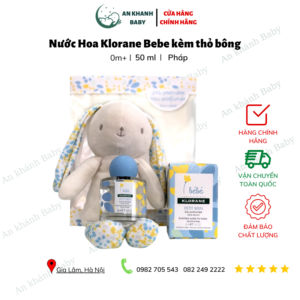 Set nước hoa trẻ em Klorane Bebe 50ml tặng thỏ bông dễ thương