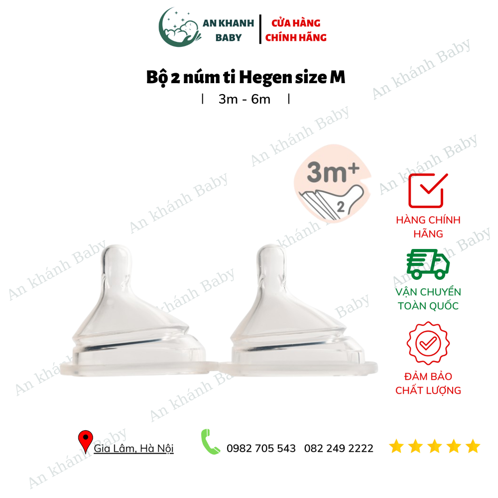Bộ 2 Núm ti Hegen size M từ 3 – 6 tháng tuổi