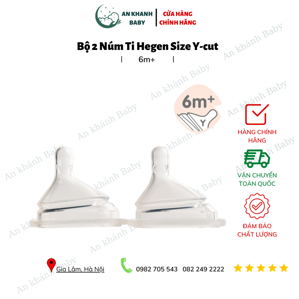 Bộ 2 Núm ti Hegen size Y-cut dùng thức ăn sệt