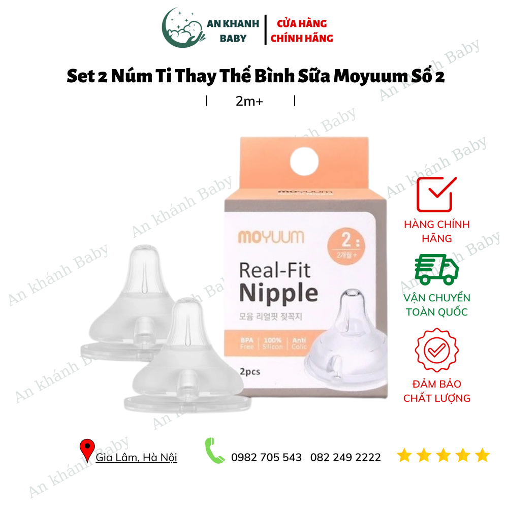 Set Núm Ti Thay Thế Bình Sữa Moyuum Số 2