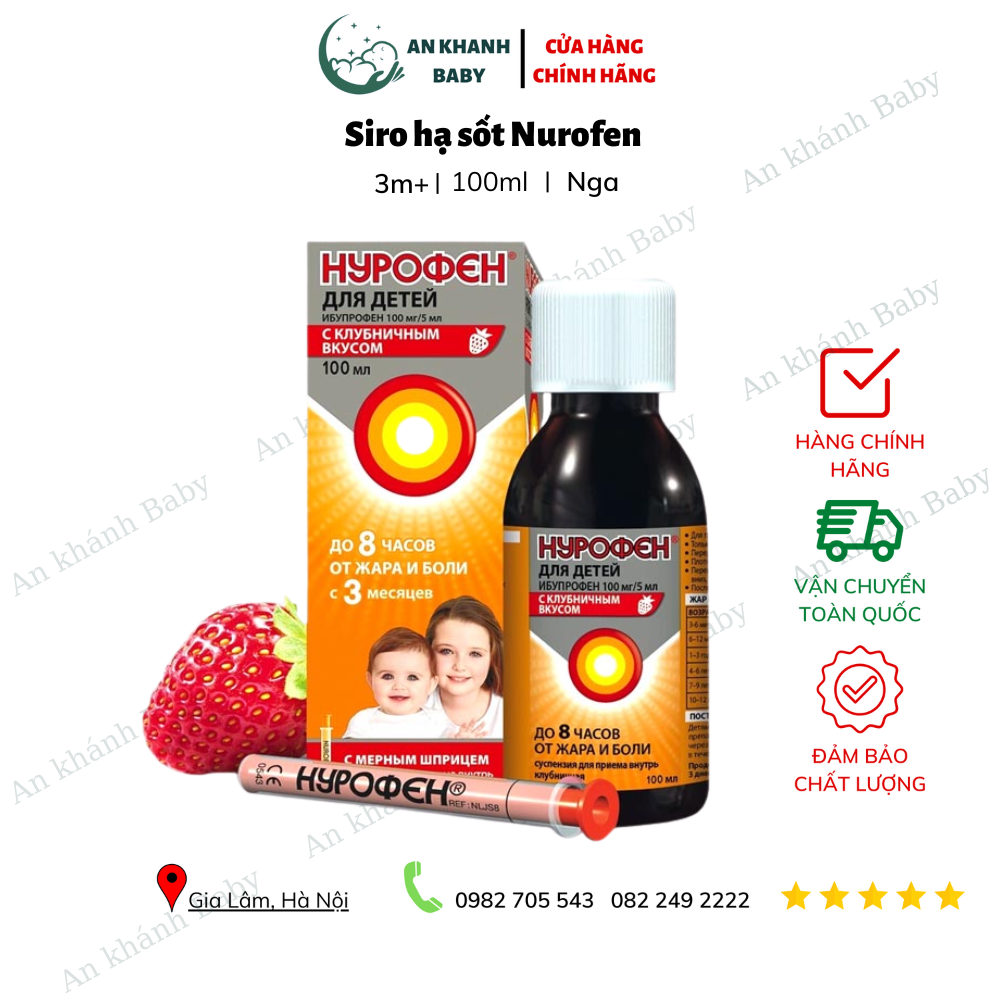 Siro hạ sốt giảm đau cho trẻ em Nurofen 100ml của Nga
