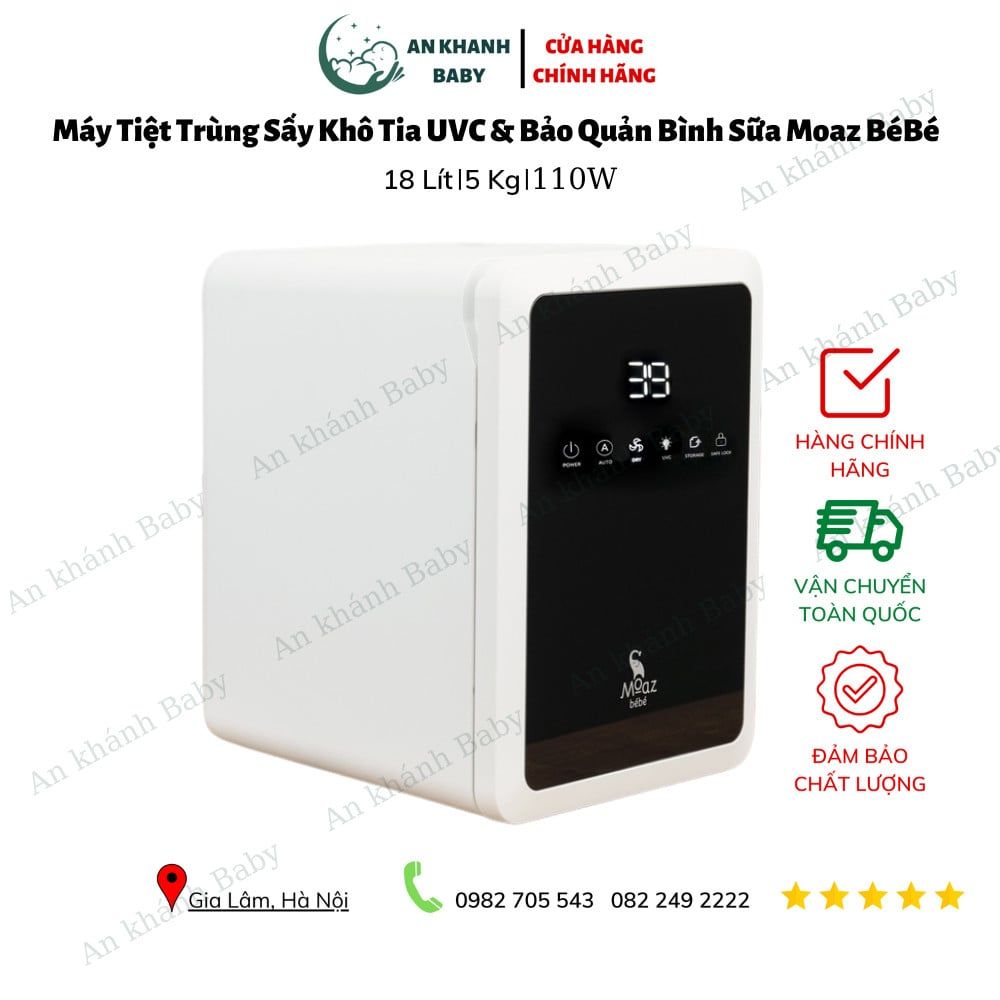 Máy tiệt trùng sấy khô tia UVC và bảo quản bình sữa Moaz bebe MB - 038