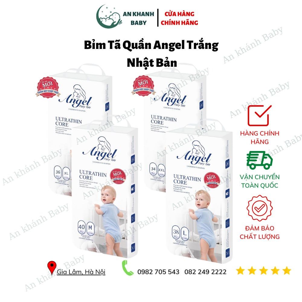 Bỉm tã quần Angel trắng Nhật Bản đủ size (M40/L38/XL36/XXL34)
