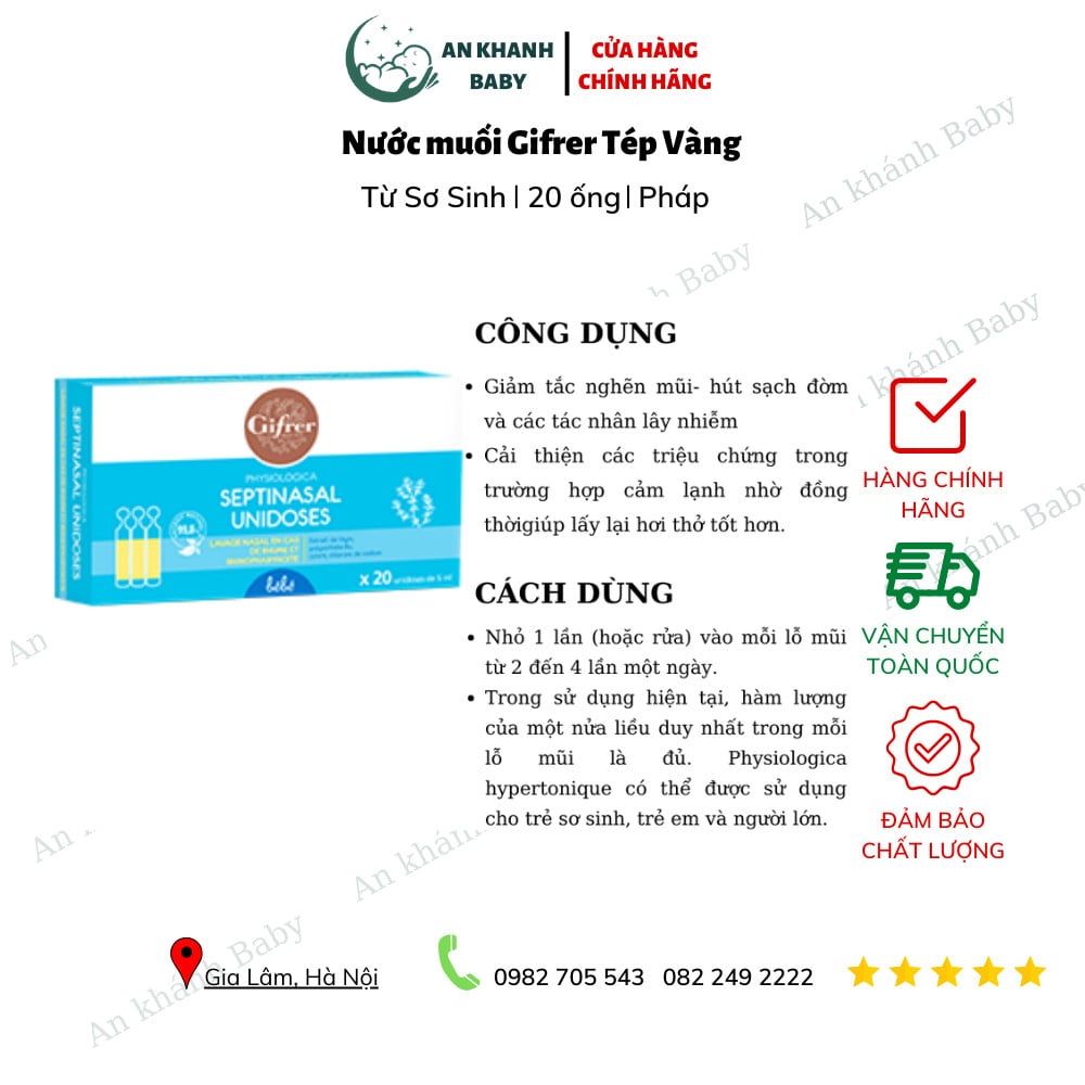 Nước muối kháng viêm Gifrer pháp tép Vàng của Pháp - 20 ống