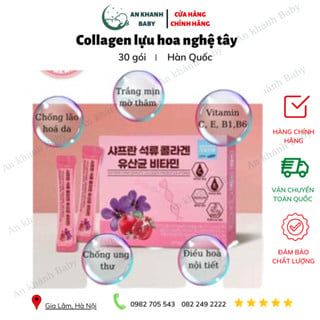 Bột Collagen Lựu Đỏ Nhụy Hoa Nghệ Tây Saffron Bio Cell Hàn Quốc, collagen nghệ tây saffron Tiên Authentic