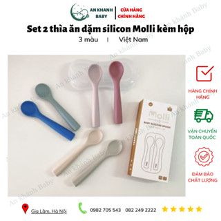 Set 2 thìa ăn dặm silicon Molli kèm hộp