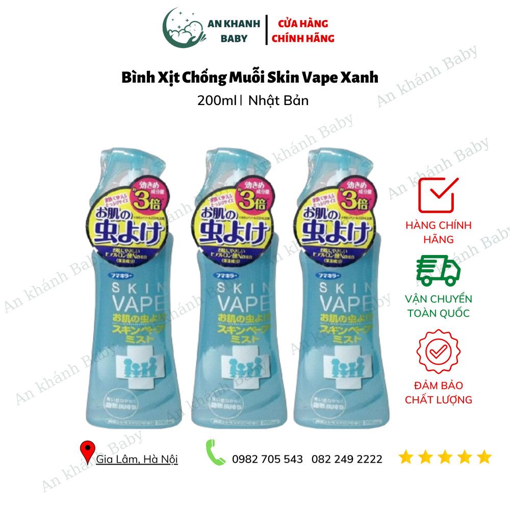 Xịt chống muỗi và côn trùng đốt skin VAPE 200ml - màu xanh , hồng