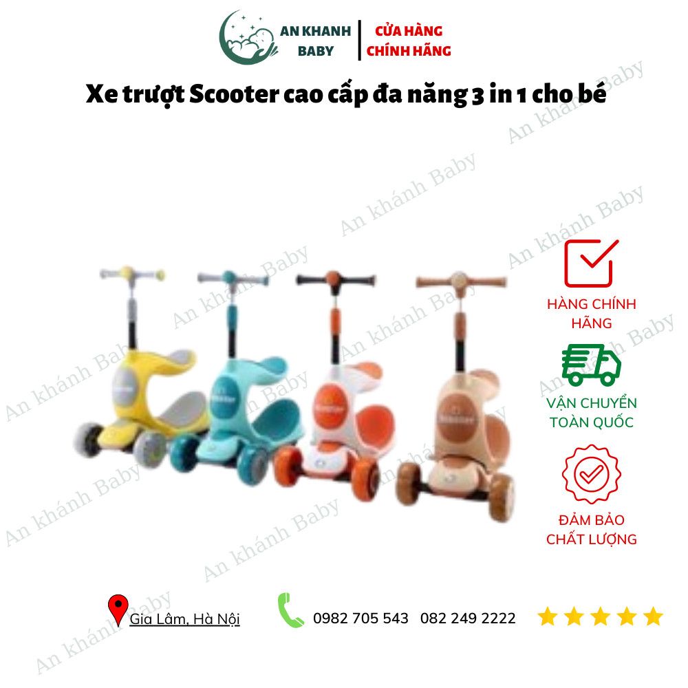 XE TRƯỢT SCOOTER CAO CẤP ĐA NĂNG 3IN1 CHO BÉ 1 - 8 TUỔI (HÀNG CHÍNH HÃNG)