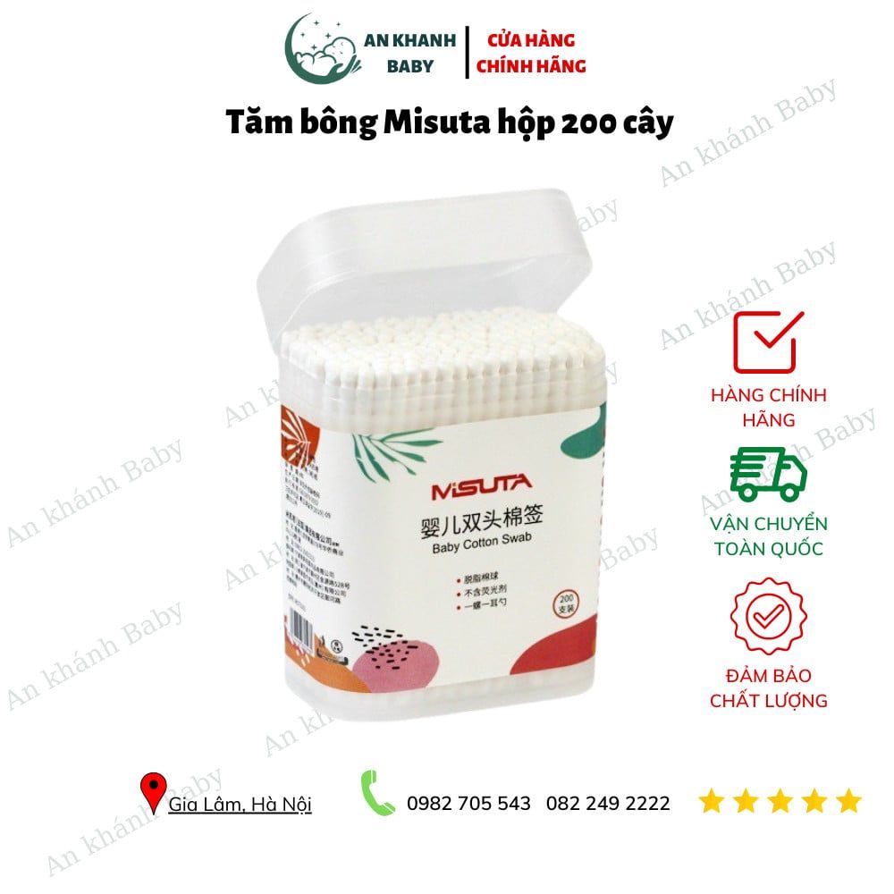 TĂM BÔNG MISUTA HỘP 200