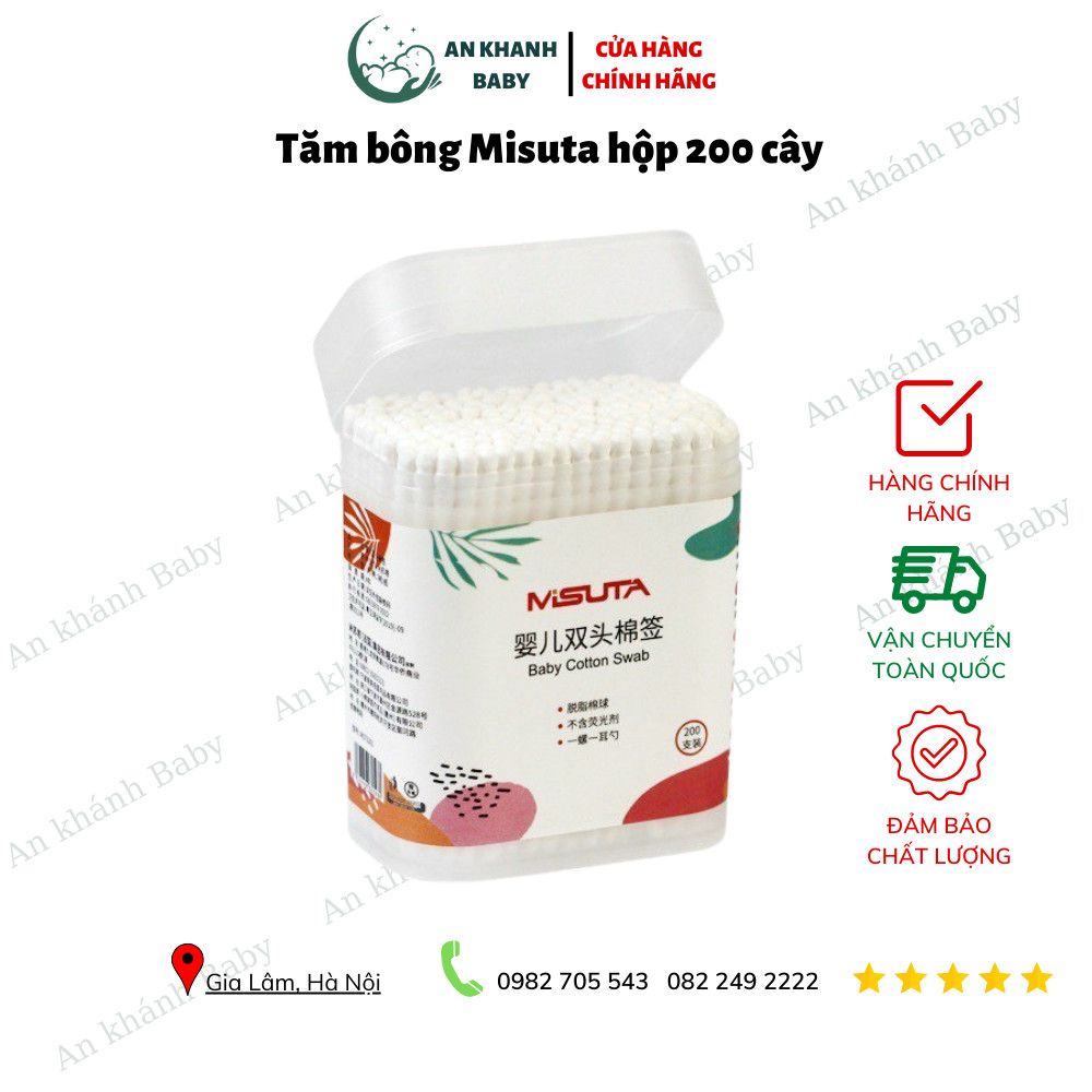 TĂM BÔNG MISUTA HỘP 200
