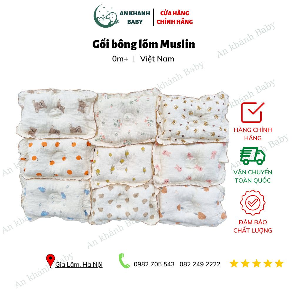 Gối bông lõm Muslin