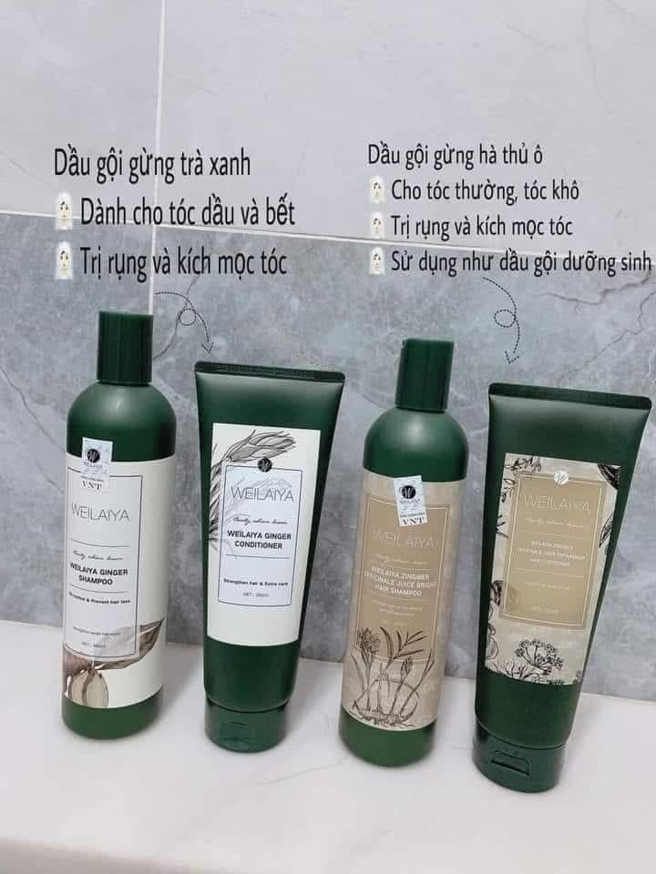 Bộ dầu gội xả chiết xuất gừng tươi Weilaya