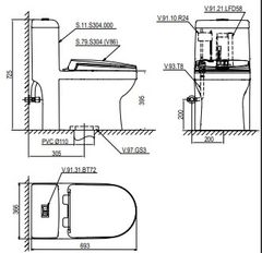 BÀN CẦU MỘT KHỐI SANFI S304