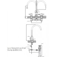 VÒI CHẬU LAVABO INAX LFV-7000B VAN NÓNG LẠNH RIÊNG 3 LỖ