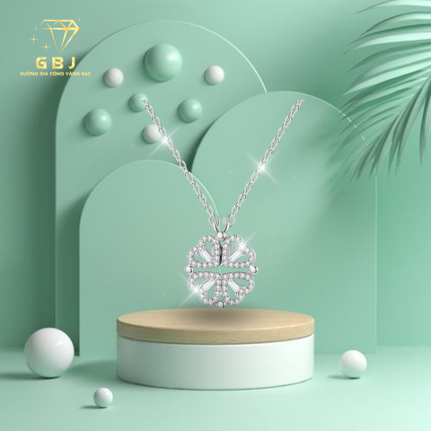 Dây Chuyền Mặt Hoa Viền Tim 2 Kiểu 2K01(4t5)-GBJ49909-Gia Bảo Jewelry