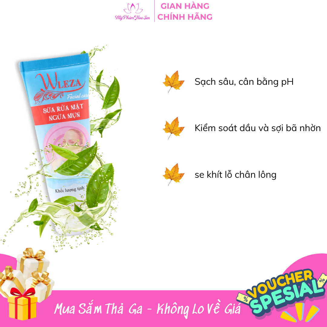 SỮA RỬA MẶT NGỪA MỤN, KIỂM SOÁT NHỜN WLEZA