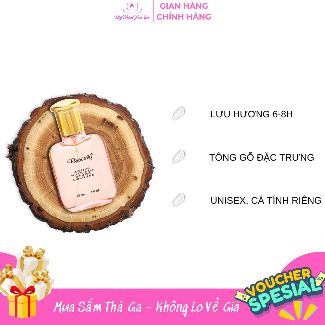 NƯỚC HOA BRAVELY ACTIVE 30ML - UNISEX - HƯƠNG THƠM CÁ TÍNH