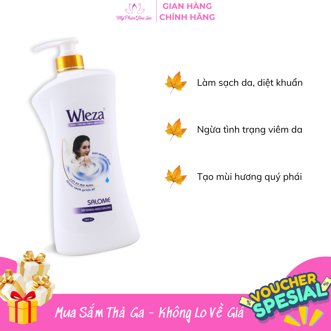 SỮA TẮM HƯƠNG HOA, GIỮ ẨM, DƯỠNG DA TRẮNG SÁNG WLEZA