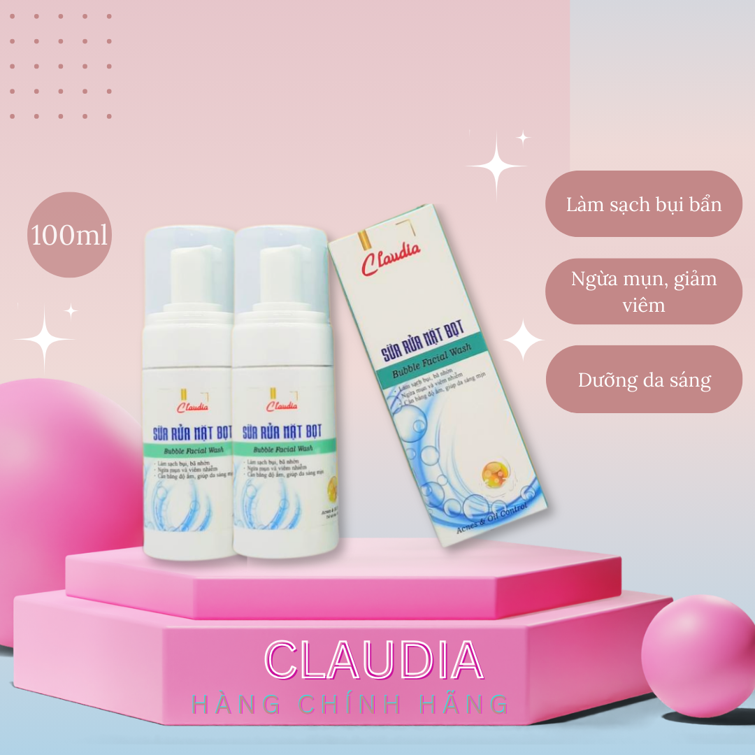 SỮA RỬA MẶT TẠO BỌT, ĐẦU CHẢI MỊN CLAUDIA