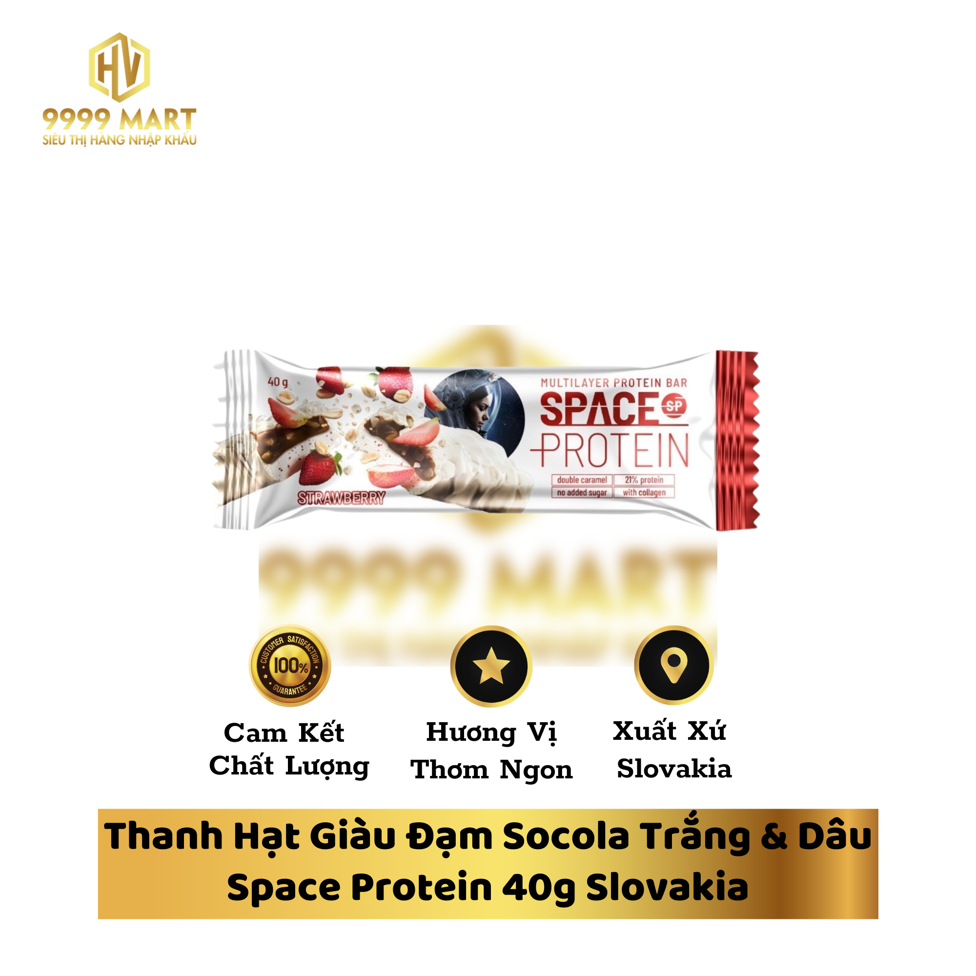Thanh Hạt Giàu Đạm Socola Trắng & Dâu Space Protein 40g Slovakia