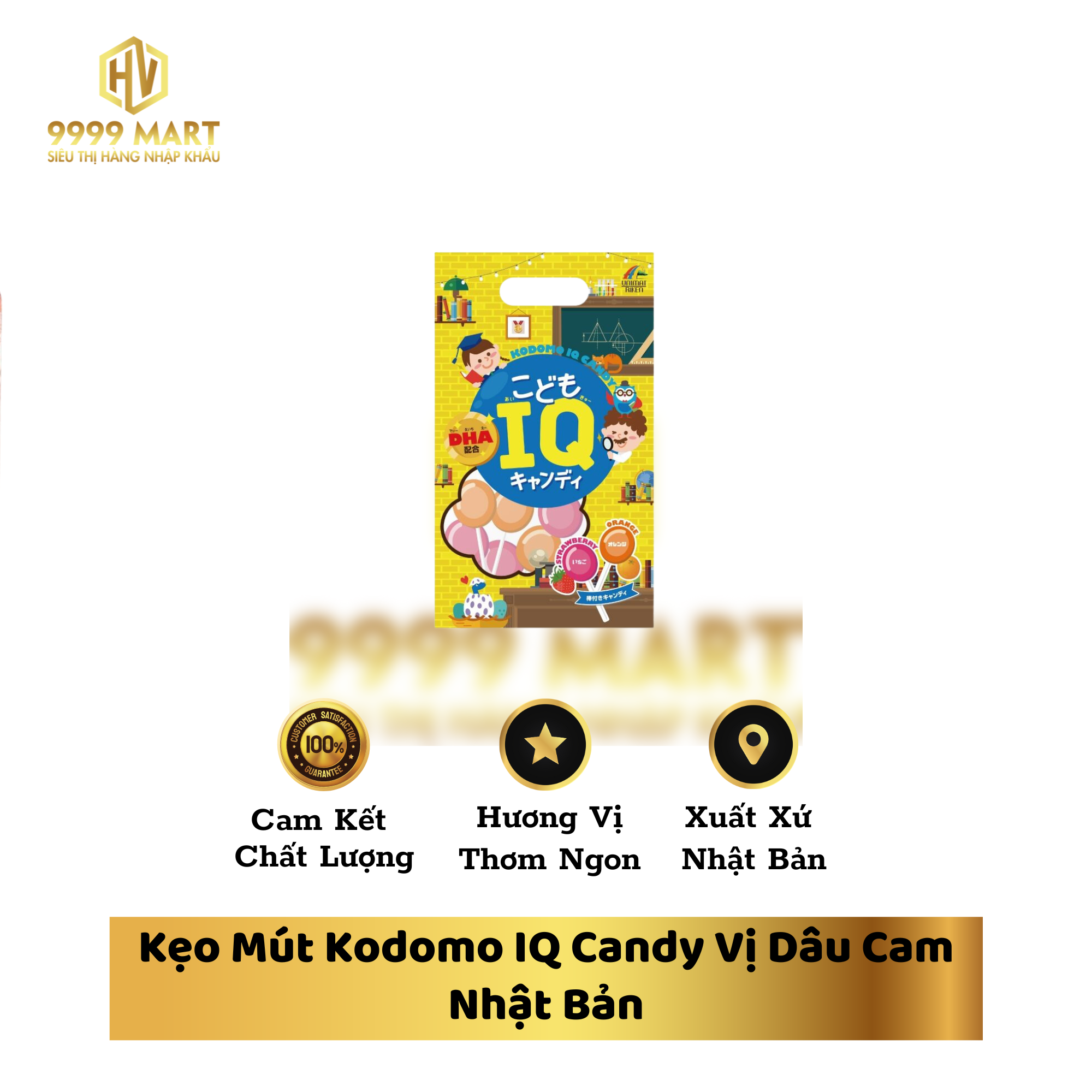 Kẹo Mút Kodomo IQ Candy Vị Dâu Cam Nhật Bản
